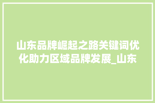 山东品牌崛起之路关键词优化助力区域品牌发展_山东品牌关键词优化