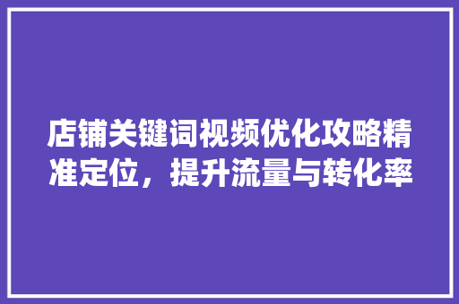 店铺关键词视频优化攻略精准定位，提升流量与转化率_店铺怎么优化关键词视频