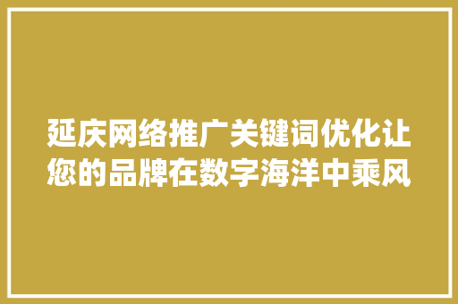 延庆网络推广关键词优化让您的品牌在数字海洋中乘风破浪_延庆网络推广关键词优化
