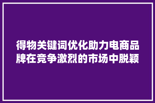 得物关键词优化助力电商品牌在竞争激烈的市场中脱颖而出_得物关键词优化