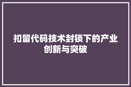 扣留代码技术封锁下的产业创新与突破