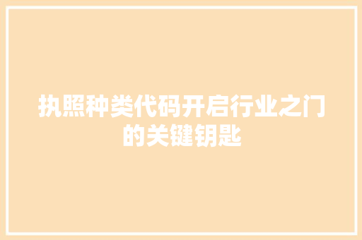 执照种类代码开启行业之门的关键钥匙