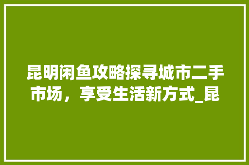 昆明闲鱼攻略探寻城市二手市场，享受生活新方式_昆明关键词优化闲鱼