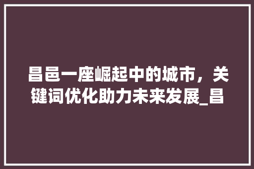 昌邑一座崛起中的城市，关键词优化助力未来发展_昌邑关键词优化排名