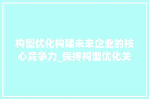 构型优化构建未来企业的核心竞争力_保持构型优化关键词