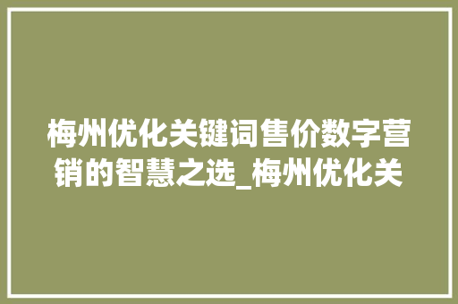 梅州优化关键词售价数字营销的智慧之选_梅州优化关键词售价