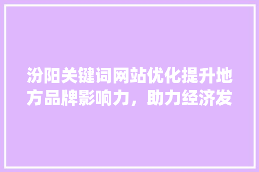 汾阳关键词网站优化提升地方品牌影响力，助力经济发展_汾阳关键词网站优化