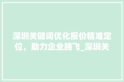 深圳关键词优化报价精准定位，助力企业腾飞_深圳关键词优化报价