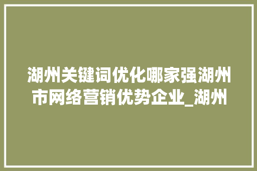 湖州关键词优化哪家强湖州市网络营销优势企业_湖州关键词优化哪家强