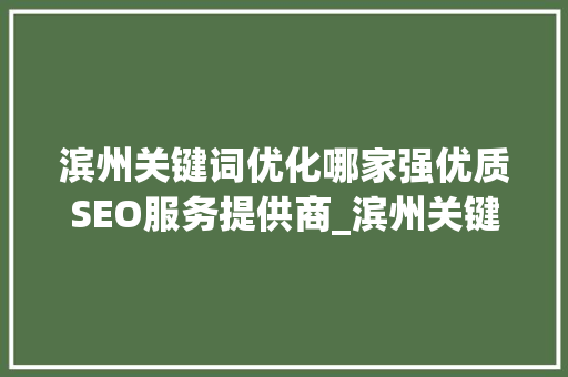 滨州关键词优化哪家强优质SEO服务提供商_滨州关键词优化哪家好