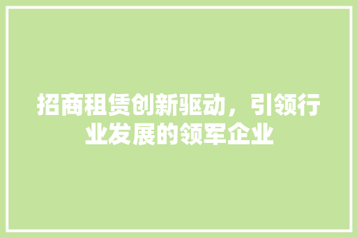 招商租赁创新驱动，引领行业发展的领军企业