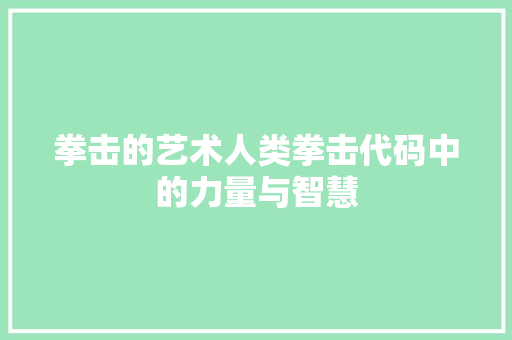 拳击的艺术人类拳击代码中的力量与智慧