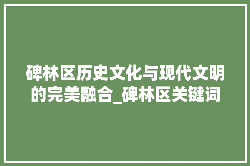 碑林区历史文化与现代文明的完美融合_碑林区关键词优化