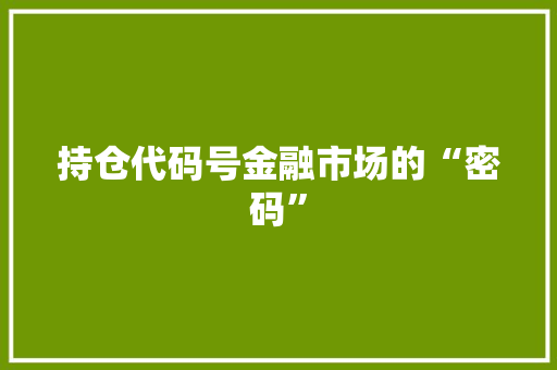 持仓代码号金融市场的“密码”
