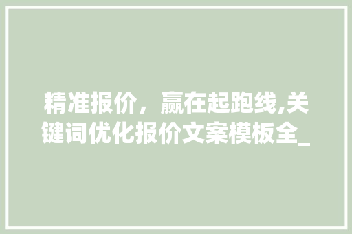 精准报价，赢在起跑线,关键词优化报价文案模板全_关键词优化报价文案模板