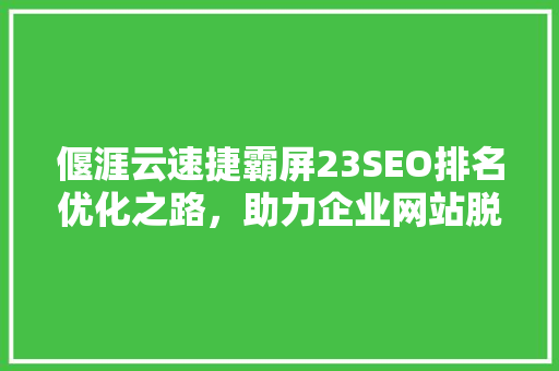 偃涯云速捷霸屏23SEO排名优化之路，助力企业网站脱颖而出