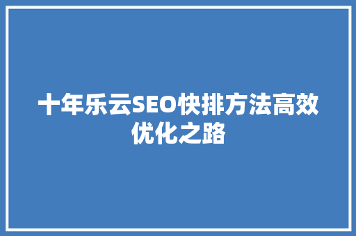 十年乐云SEO快排方法高效优化之路