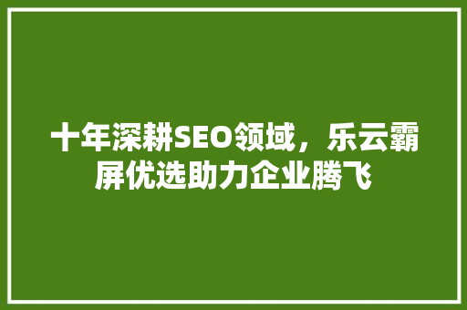 十年深耕SEO领域，乐云霸屏优选助力企业腾飞