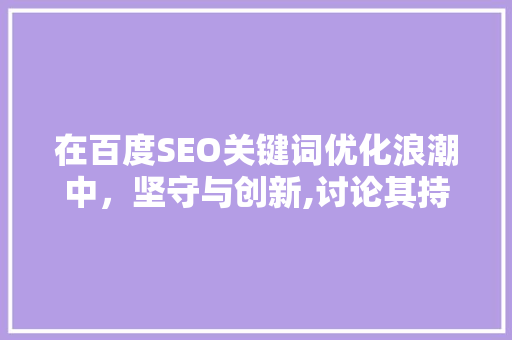 在百度SEO关键词优化浪潮中，坚守与创新,讨论其持续意义与优化步骤