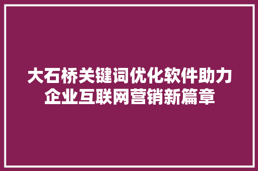 大石桥关键词优化软件助力企业互联网营销新篇章