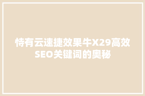 恃有云速捷效果牛X29高效SEO关键词的奥秘