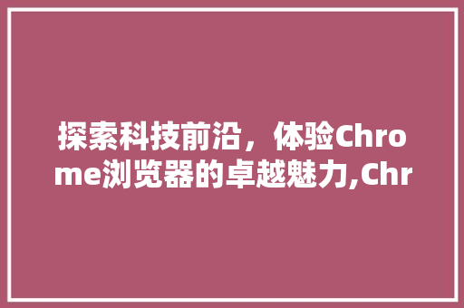 探索科技前沿，体验Chrome浏览器的卓越魅力,Chrome浏览器官网的奥秘