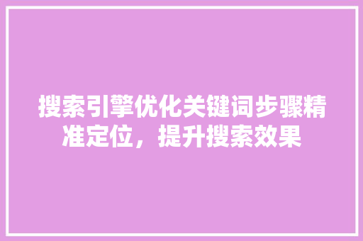 搜索引擎优化关键词步骤精准定位，提升搜索效果