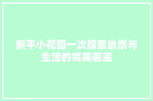 新平小花园一次探索自然与生活的完美邂逅