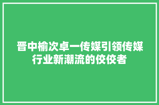 晋中榆次卓一传媒引领传媒行业新潮流的佼佼者
