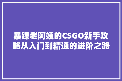 暴躁老阿姨的CSGO新手攻略从入门到精通的进阶之路