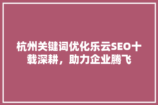 杭州关键词优化乐云SEO十载深耕，助力企业腾飞