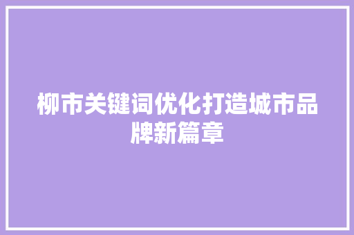 柳市关键词优化打造城市品牌新篇章