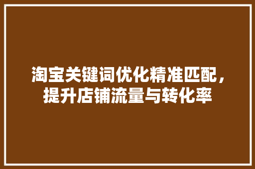 淘宝关键词优化精准匹配，提升店铺流量与转化率