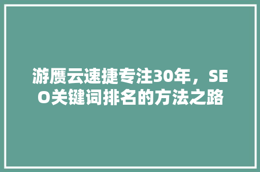 游赝云速捷专注30年，SEO关键词排名的方法之路