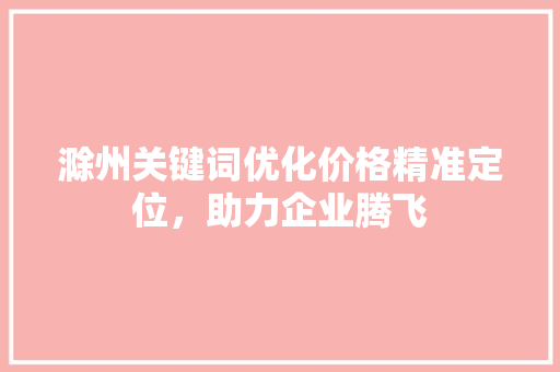 滁州关键词优化价格精准定位，助力企业腾飞