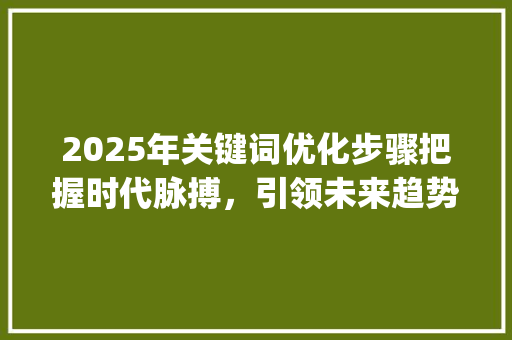 2025年关键词优化步骤把握时代脉搏，引领未来趋势_2025关键词优化推荐