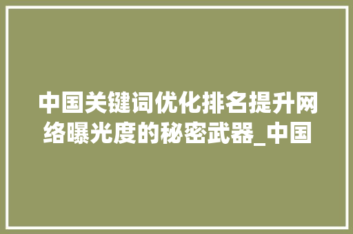 中国关键词优化排名提升网络曝光度的秘密武器_中国关键词优化排名