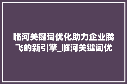 临河关键词优化助力企业腾飞的新引擎_临河关键词优化公司