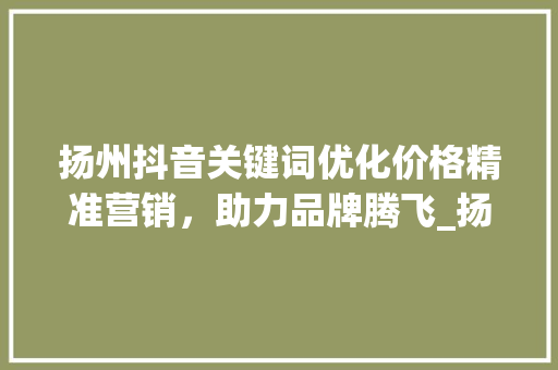 扬州抖音关键词优化价格精准营销，助力品牌腾飞_扬州抖音关键词优化价格