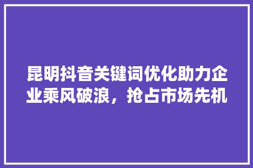 昆明抖音关键词优化助力企业乘风破浪，抢占市场先机_昆明抖音关键词优化厂商