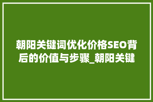 朝阳关键词优化价格SEO背后的价值与步骤_朝阳关键词优化价格如何