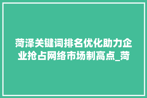 菏泽关键词排名优化助力企业抢占网络市场制高点_菏泽关键词排名优化公司