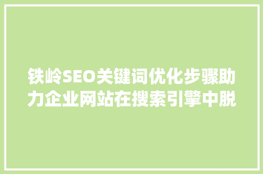 铁岭SEO关键词优化步骤助力企业网站在搜索引擎中脱颖而出_铁岭seo关键词优化有哪些