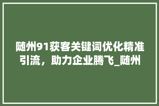 随州91获客关键词优化精准引流，助力企业腾飞_随州91获客关键词优化