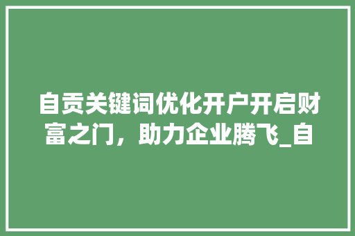 自贡关键词优化开户开启财富之门，助力企业腾飞_自贡关键词优化开户