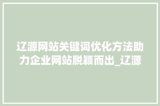 辽源网站关键词优化方法助力企业网站脱颖而出_辽源网站关键词优化方法