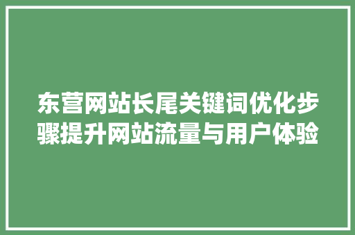 东营网站长尾关键词优化步骤提升网站流量与用户体验_东营网站长尾关键词优化