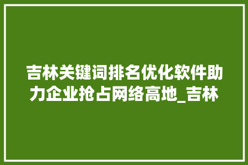 吉林关键词排名优化软件助力企业抢占网络高地_吉林关键词排名优化软件