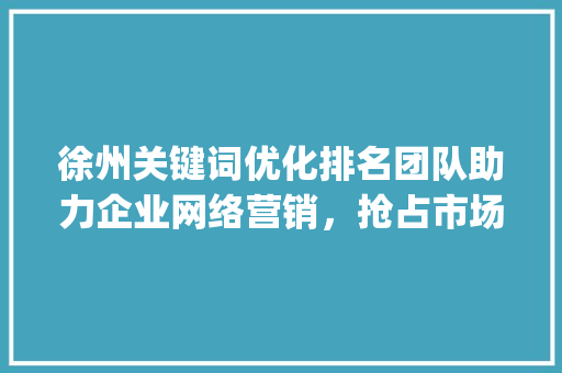 徐州关键词优化排名团队助力企业网络营销，抢占市场先机_徐州关键词优化排名团队
