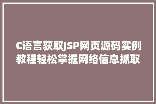 C语言获取JSP网页源码实例教程轻松掌握网络信息抓取  第1张